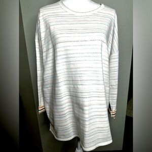 J. Jill Pure Jill Reversed-Stripes Long Sleeve Sweatshirt In Bisque Size Large